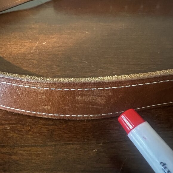 Polo Ralph Lauren Belt Mens 36/90 Brown Full Grain Leather Gold Buckle Stamped - Picture 8 of 9